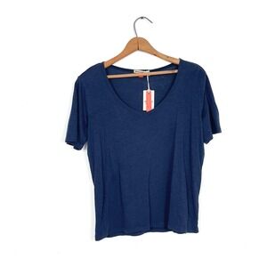 Marine Layer Women's Hemp Cotton V-Neck Tee Shirt Navy Blue‎ XS NWT $54